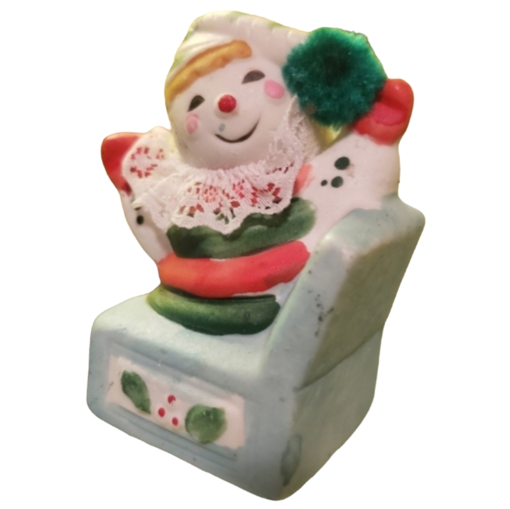 🎄 Vtg BOA Porcelain Christmas Snowman Bell/Ornament